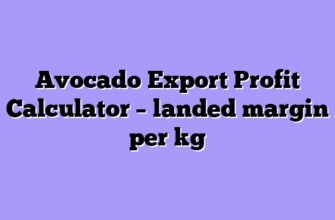 Avocado Export Profit Calculator – landed margin per kg