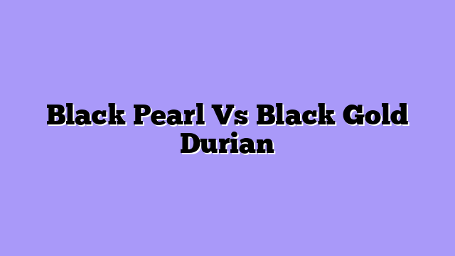 Black Pearl Vs Black Gold Durian