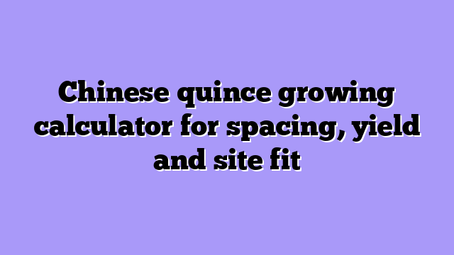 Chinese quince growing calculator for spacing, yield and site fit