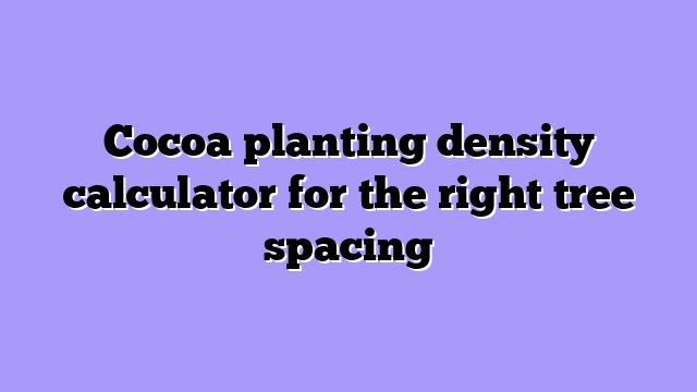 Cocoa planting density calculator for the right tree spacing