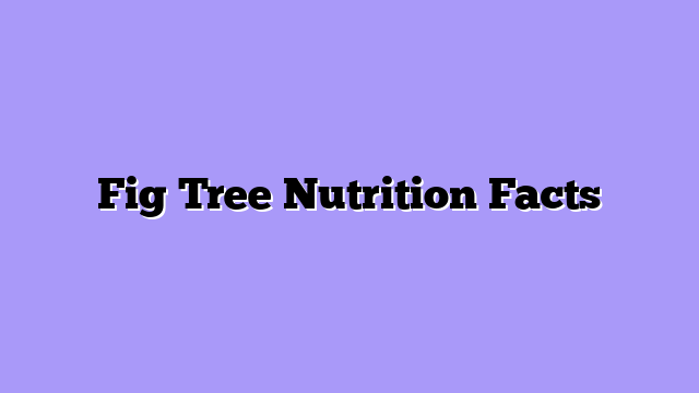 Fig Tree Nutrition Facts