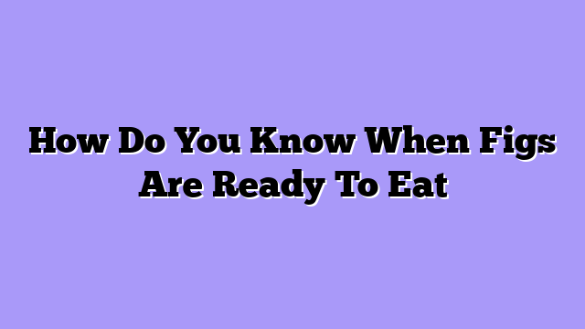 How Do You Know When Figs Are Ready To Eat