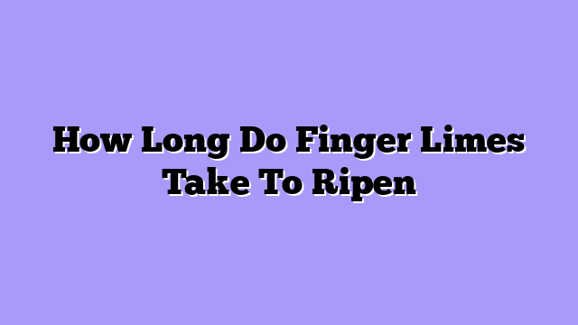 How Long Do Finger Limes Take To Ripen