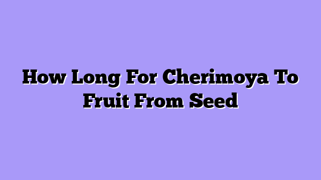 How Long For Cherimoya To Fruit From Seed