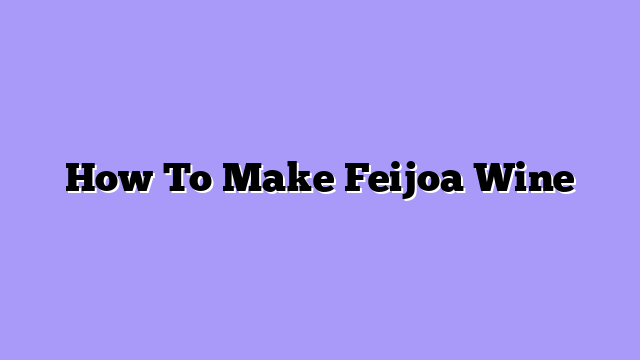How To Make Feijoa Wine
