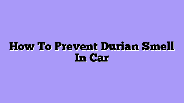 How To Prevent Durian Smell In Car