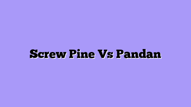Screw Pine Vs Pandan