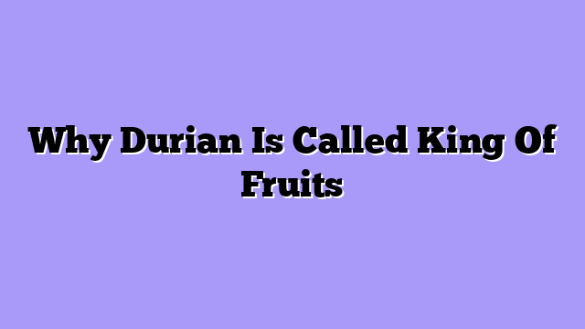 Why Durian Is Called King Of Fruits